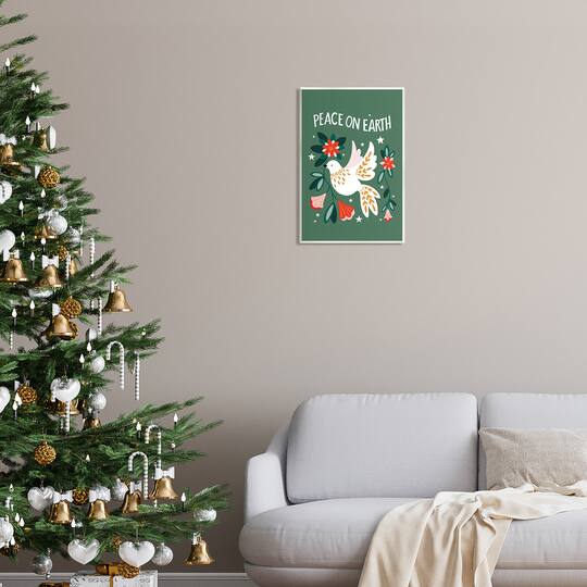 Stupell Industries Peace On Earth Floral Dove Blossoms Wall Plaque Art
